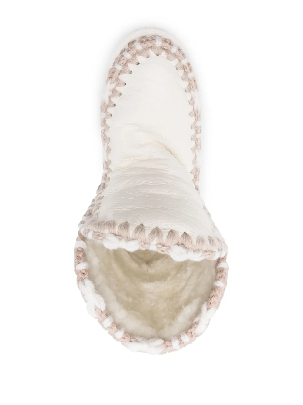 Mou Whipstitch-detail Sheepskin Boots In White