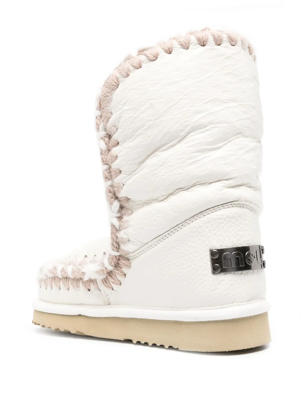 Mou Whipstitch-detail Sheepskin Boots In White