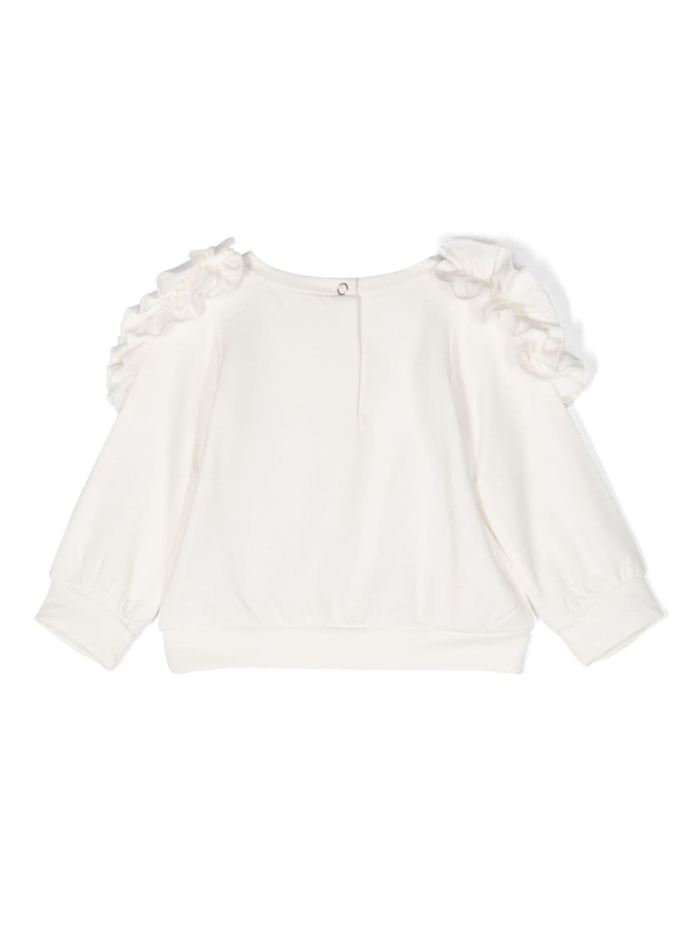 Shop Miss Blumarine Logo-embellished Ruffled Sweatshirt In White