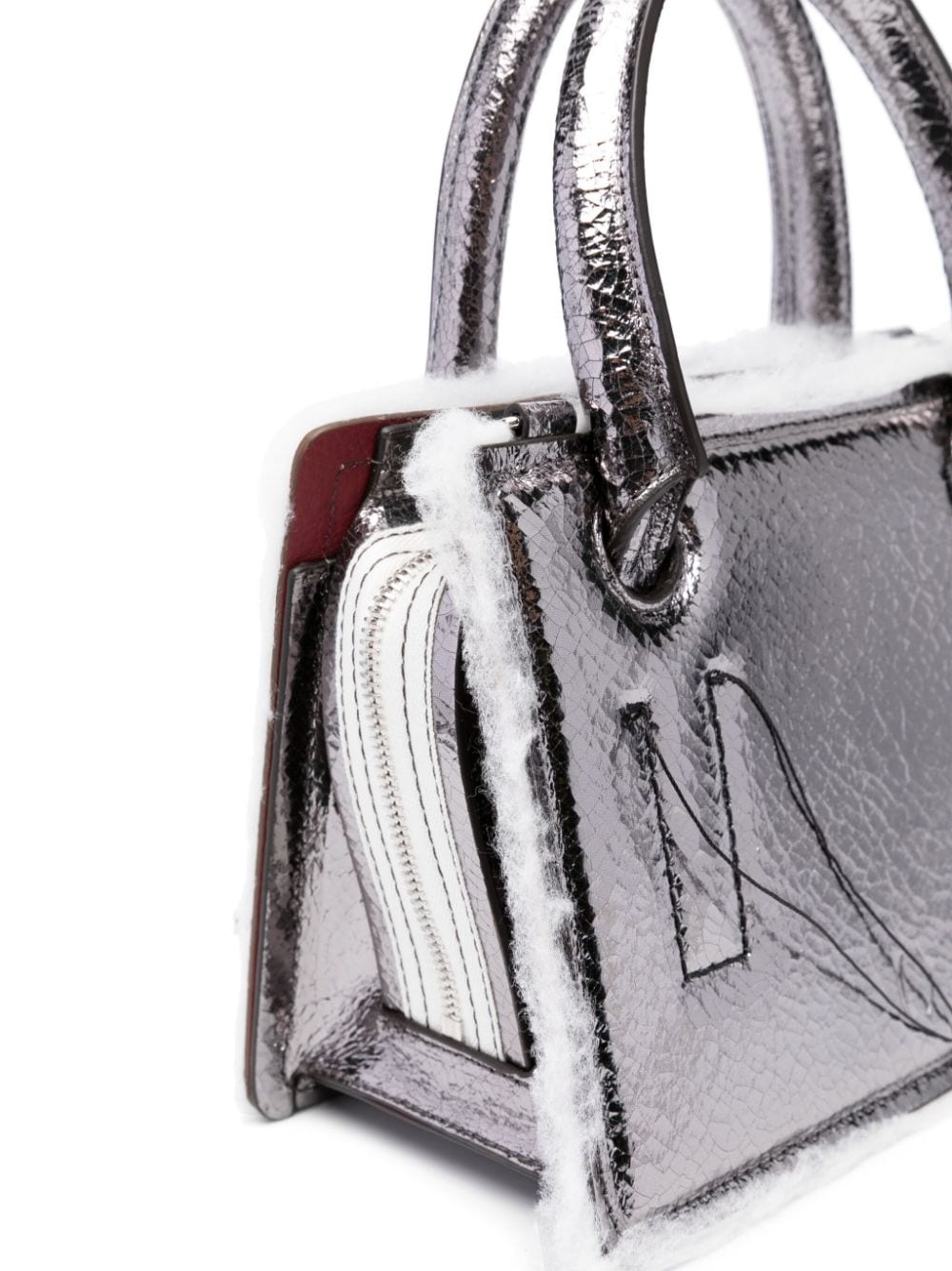 Shop Dentro Mini Otto Leather Tote Bag In Silver