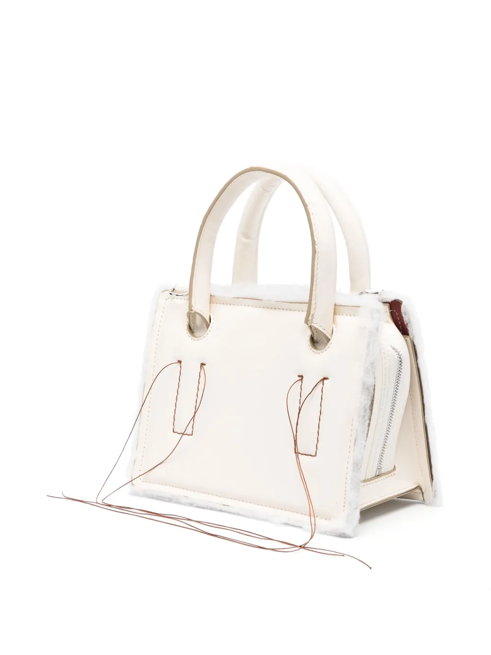 Shop Dentro Mini Otto Leather Tote Bag In White