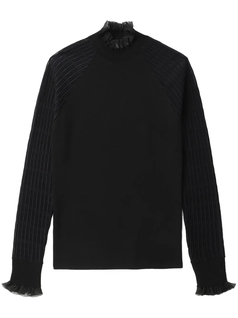 3.1 Phillip Lim frilled-collar fine-ribbed jumper | Black | Image 1