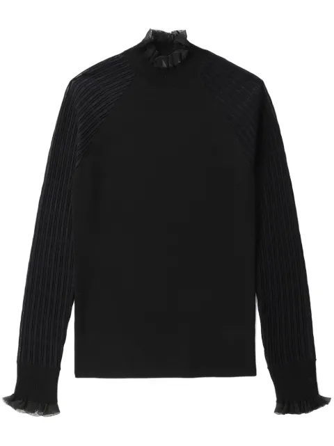 3.1 Phillip Lim كنزة بحياكة مضلعة دقيقة وياقة منسلة