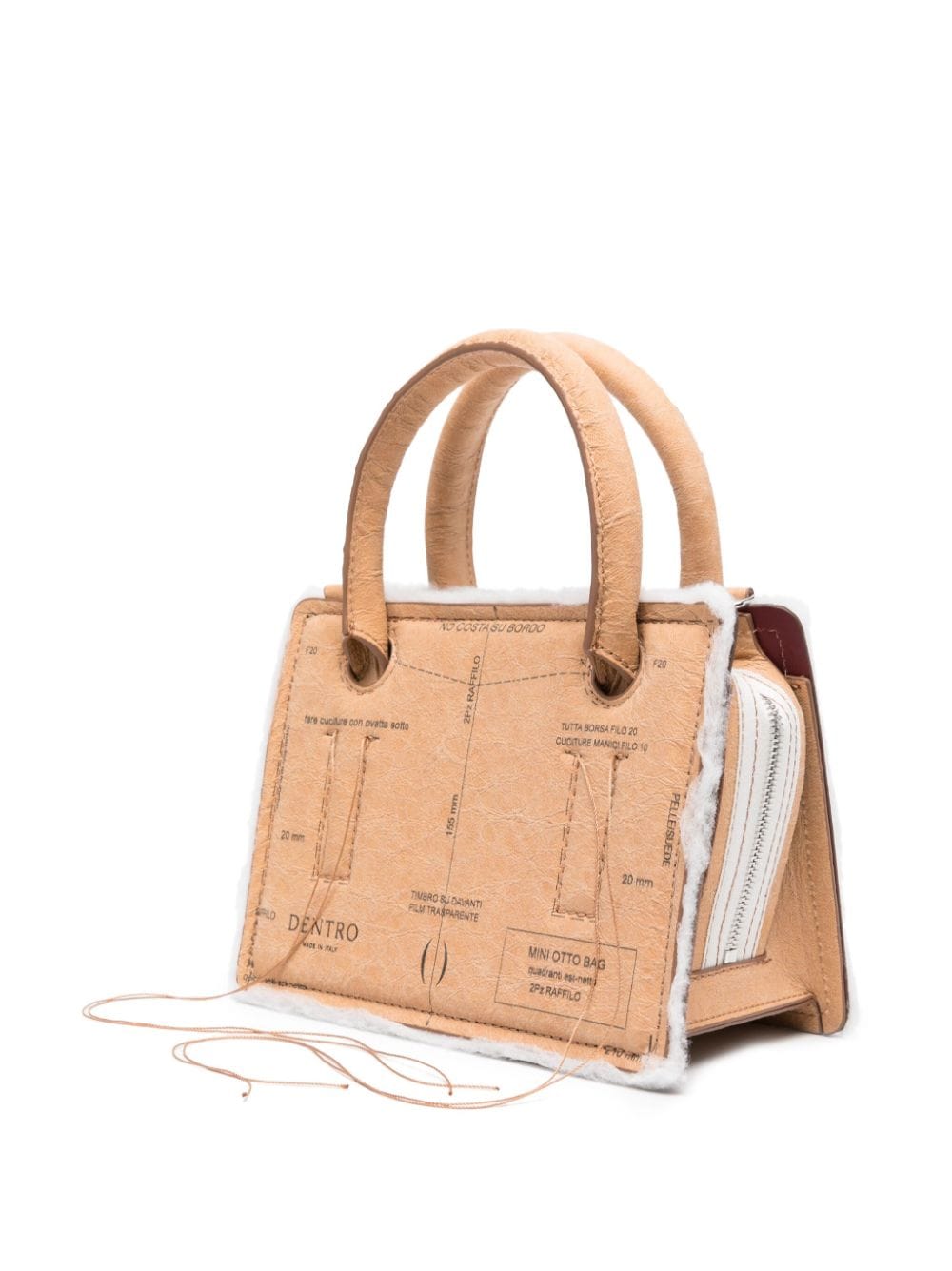 Shop Dentro Mini Otto Paper Leather Tote Bag In Brown