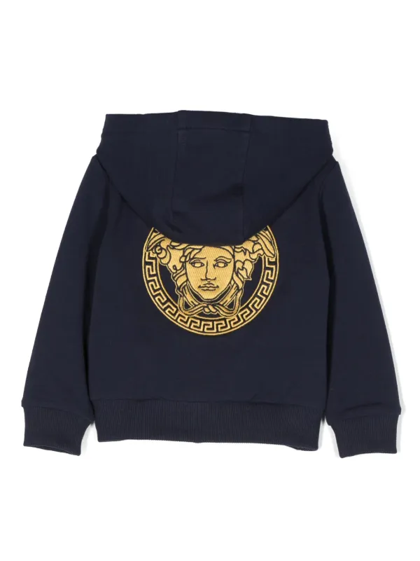 Versace Kids logo-embroidered Zipped Hoodie Blue FARFETCH GE - Main Image
