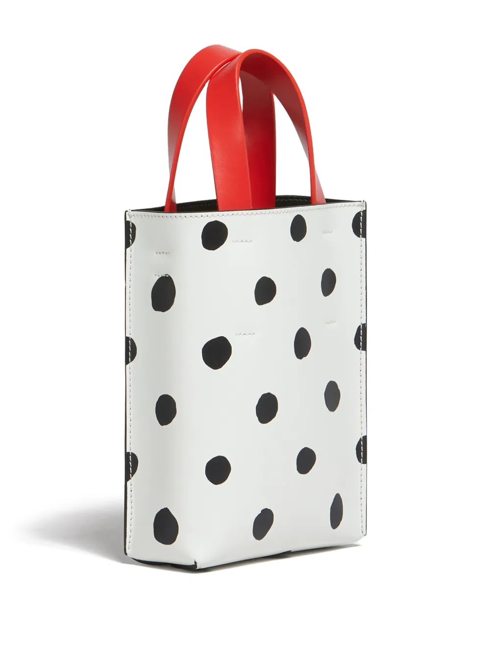 Marni Mini Museo Polka-dot Leather Bag In White