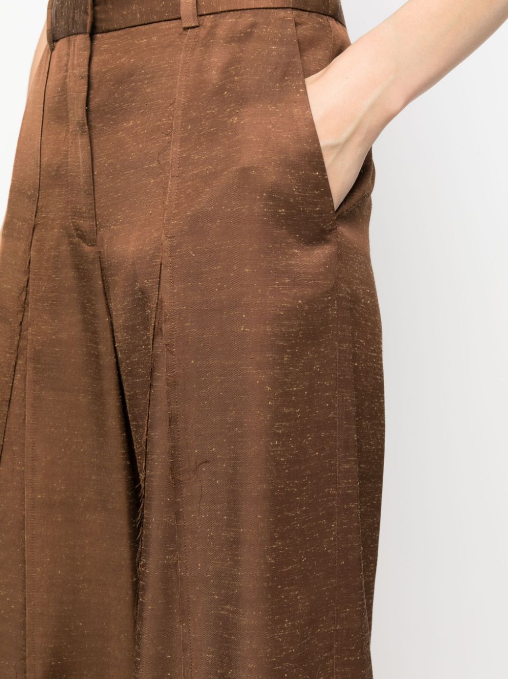 Shop By Malene Birger Pleat-detail Wide-leg Trousers In Brown
