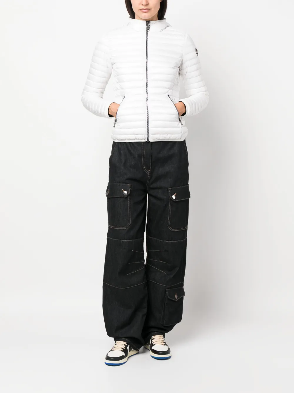 Colmar logo-patch padded hooded jacket - Wit