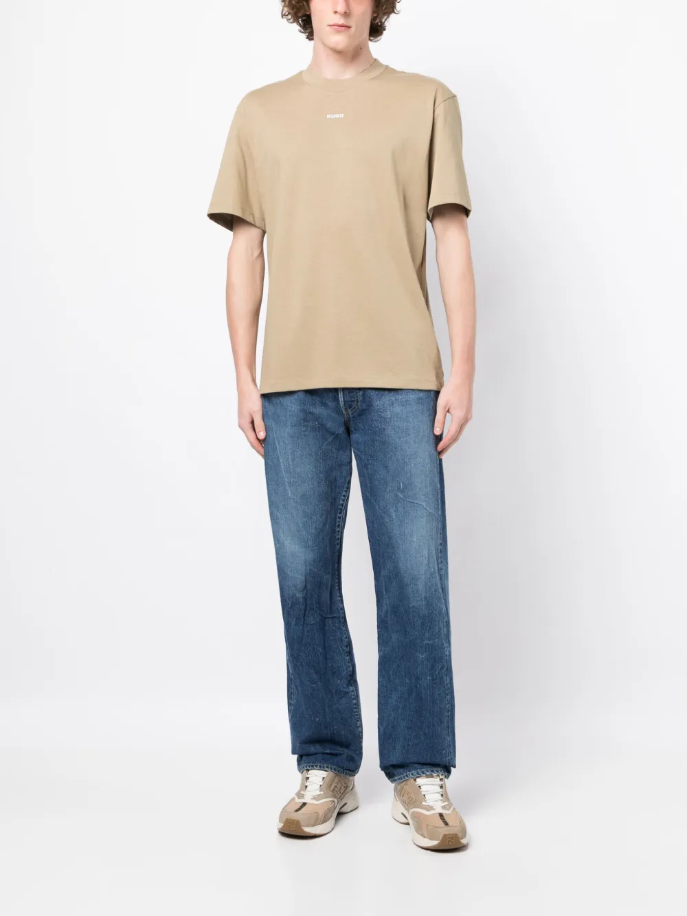 HUGO logo-print cotton T-shirt - Bruin