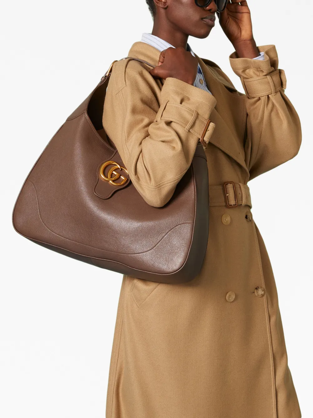 Gucci Aphrodite grote schoudertas - Bruin