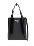 Prada triangle logo-plaque bucket bag - Black