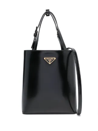 Prada logo plaque bucket bag online