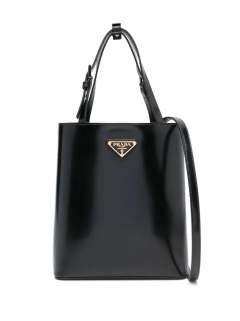 Prada triangle logo-plaque bucket bag 