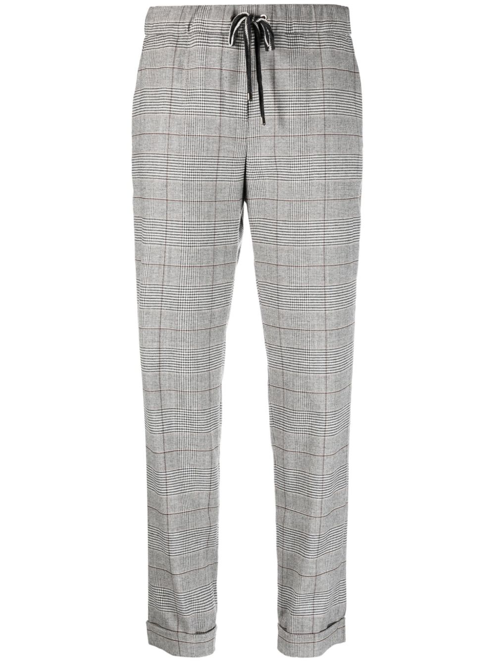 plaid-check pattern tapered-leg trousers