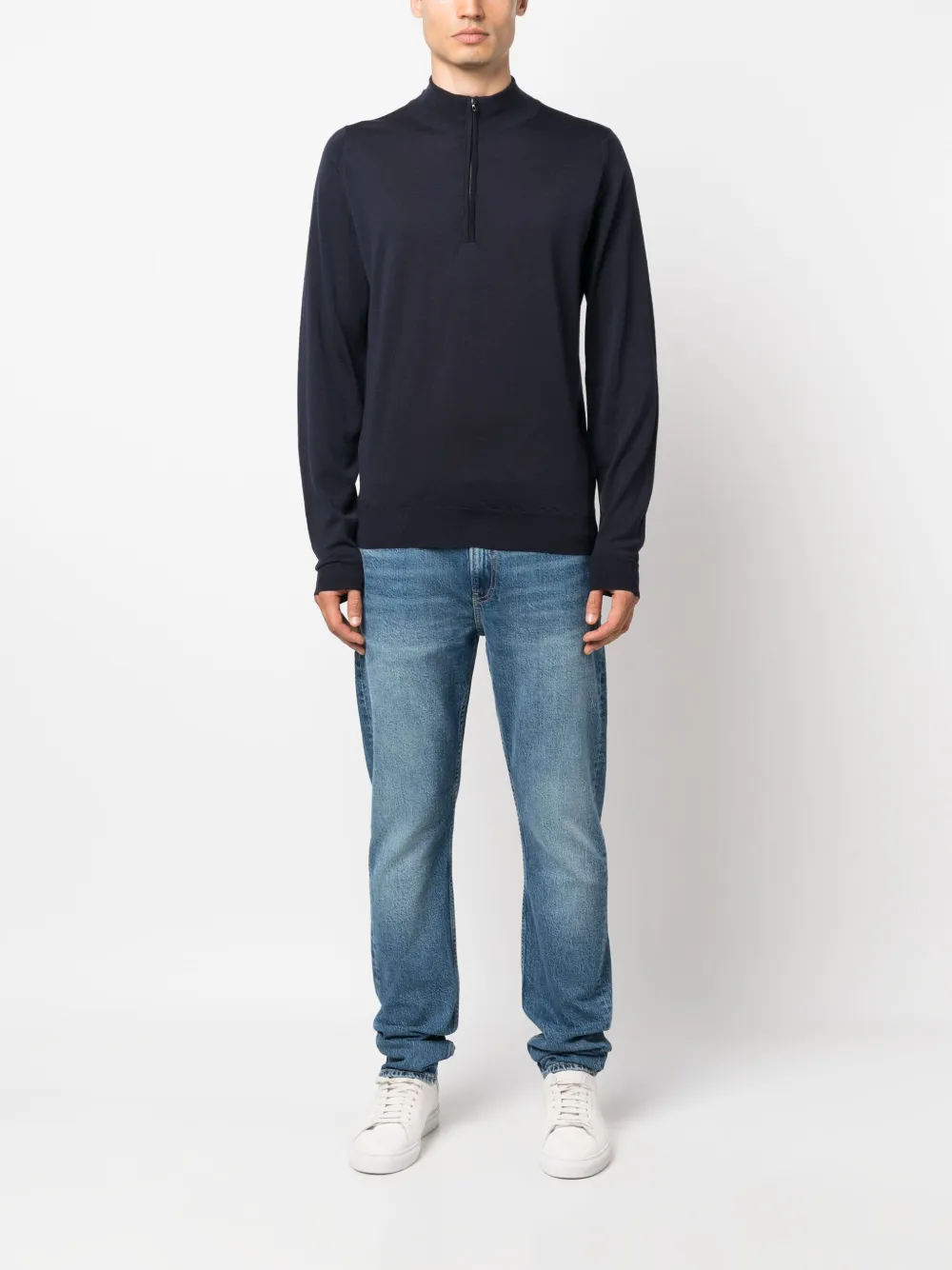 John Smedley Barrow zip pullover jumper - Blauw
