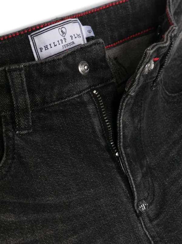 Embroidered distressed jeans sales