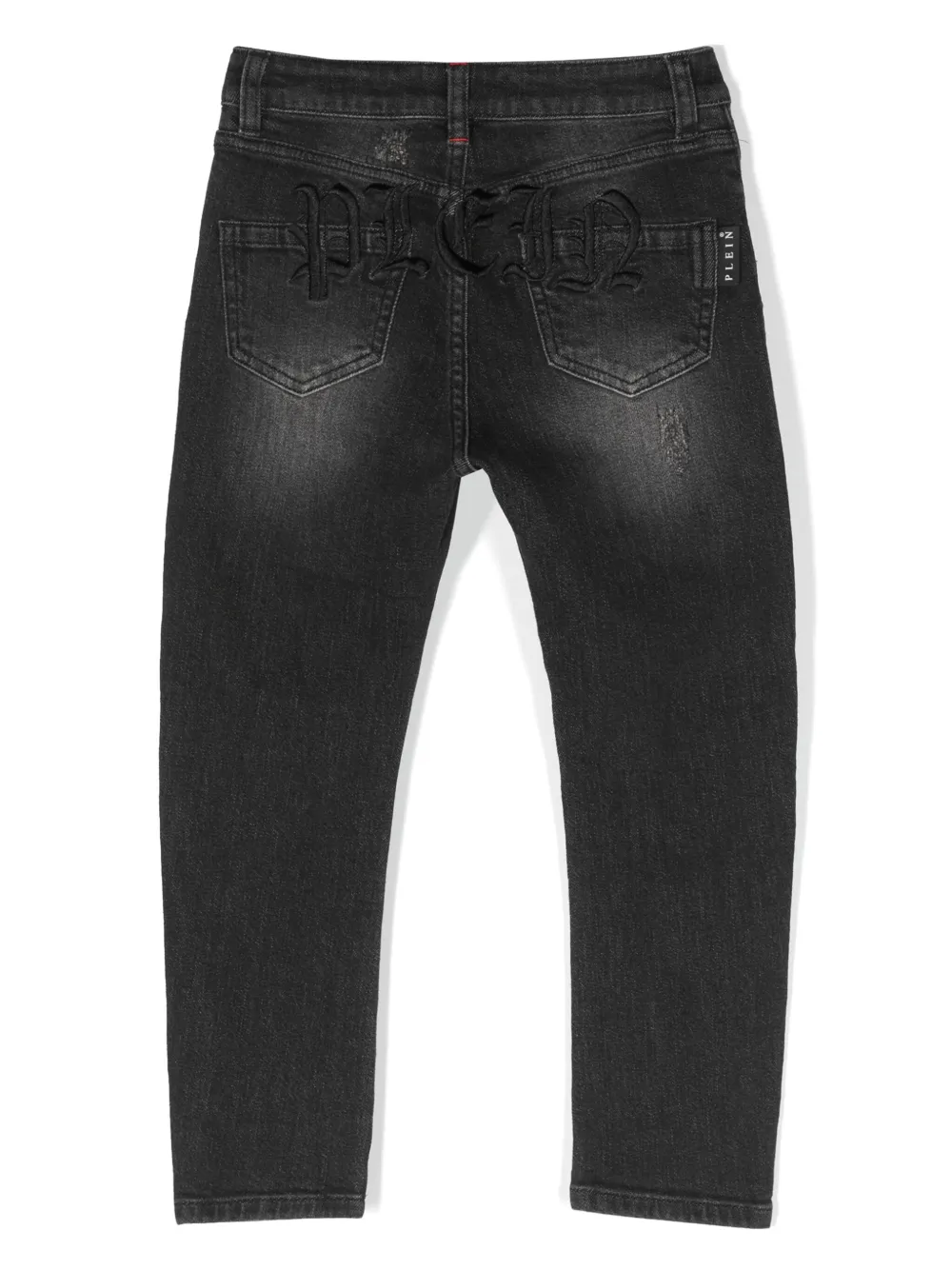Philipp Plein Junior Jeans met geborduurd logo - Zwart