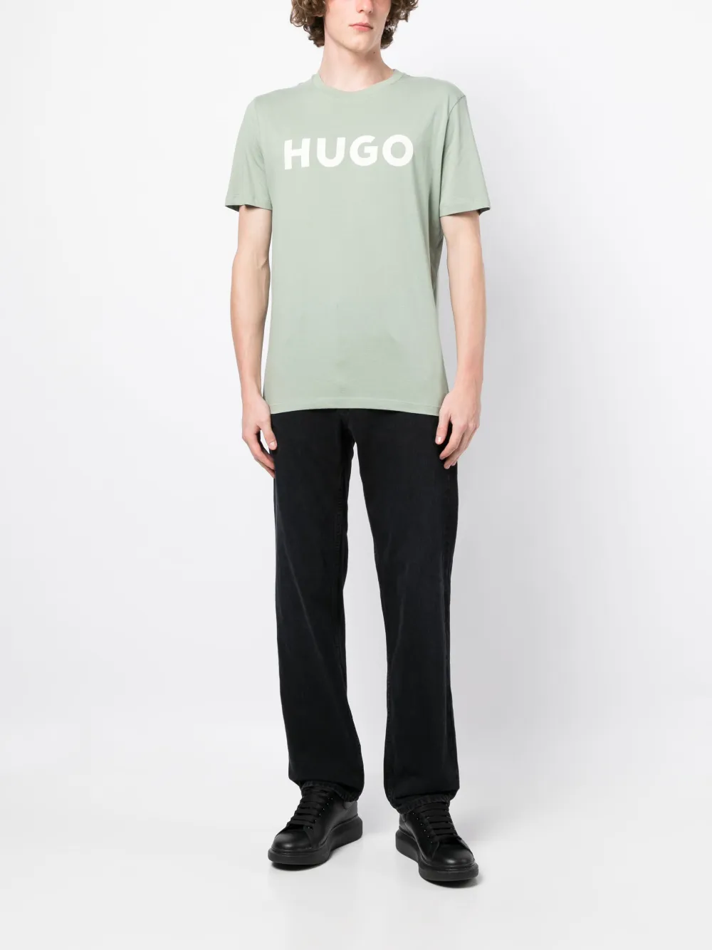 HUGO logo-print cotton T-shirt - Groen
