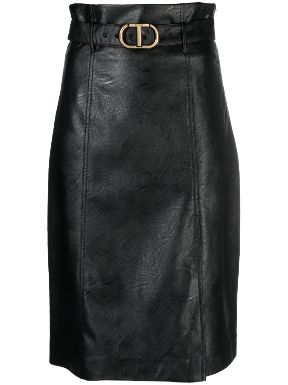 TWINSET logo-plaque high-waist skirt - Black