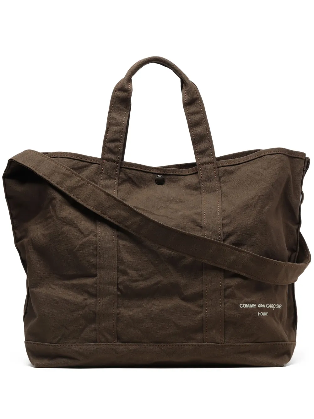 logo-embroidered cotton tote bag