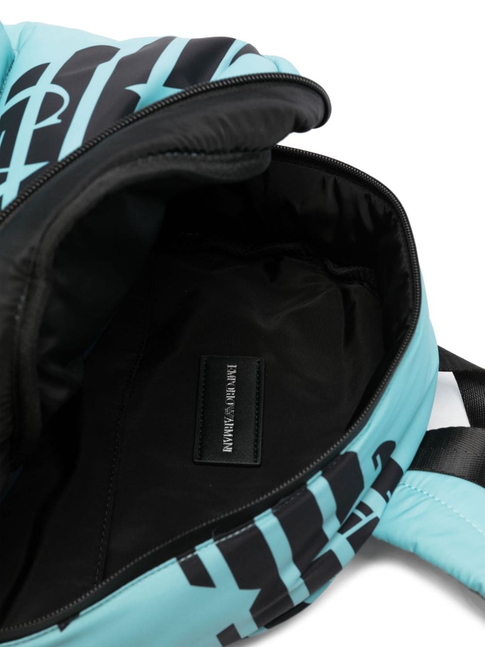 Shop Emporio Armani Logo-print Zipped Backpack In Blue