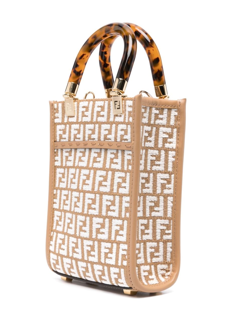 Shop Fendi Zucca Mini Logo Patch Handbag In White