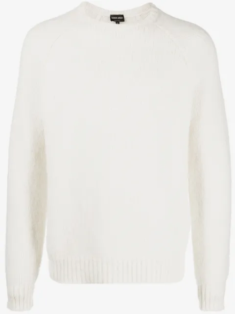 Giorgio Armani logo-embroidered wool-blend jumper