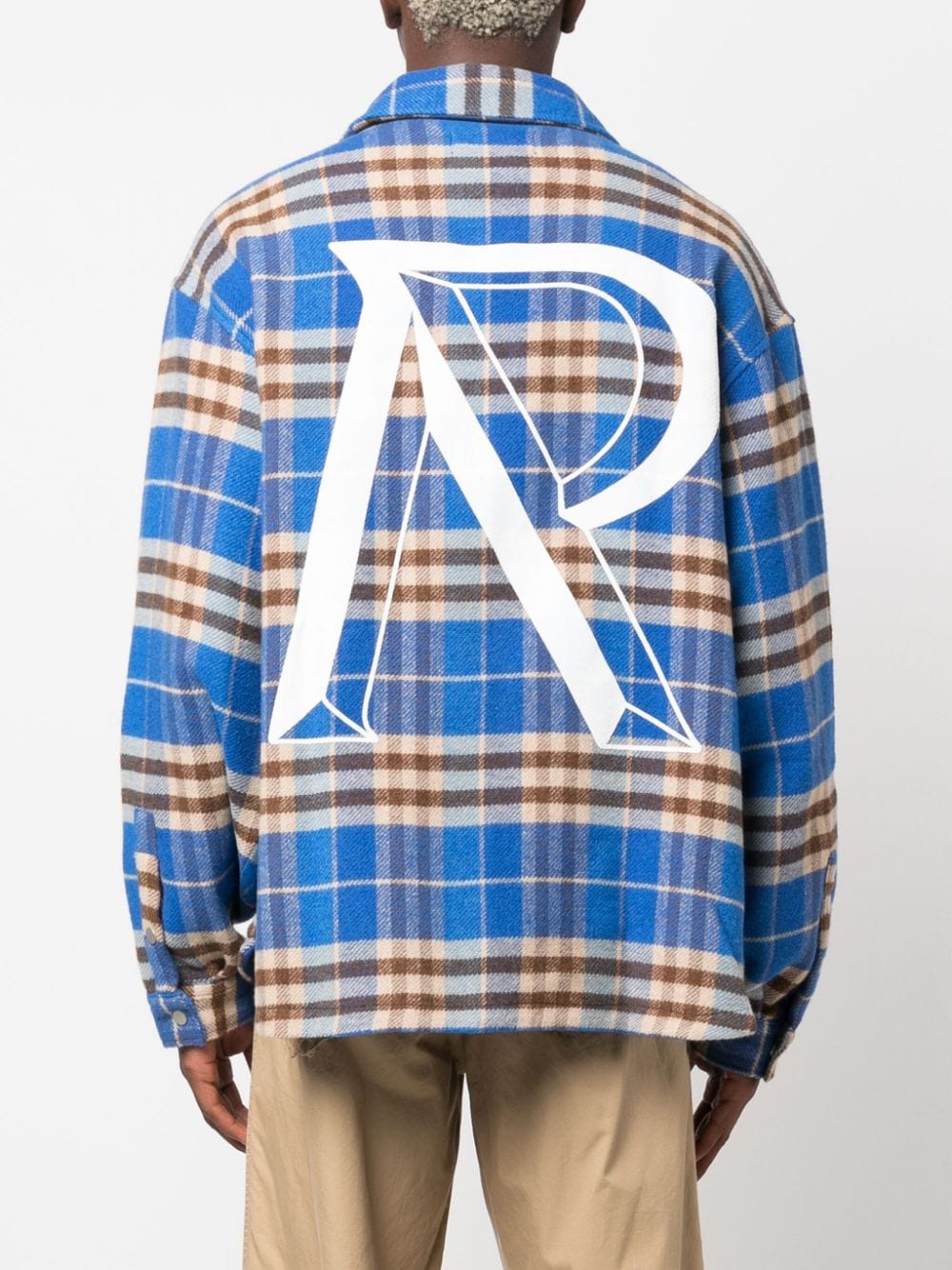 Shop Represent Checkered Buttoned Flannel Shirt In Blue