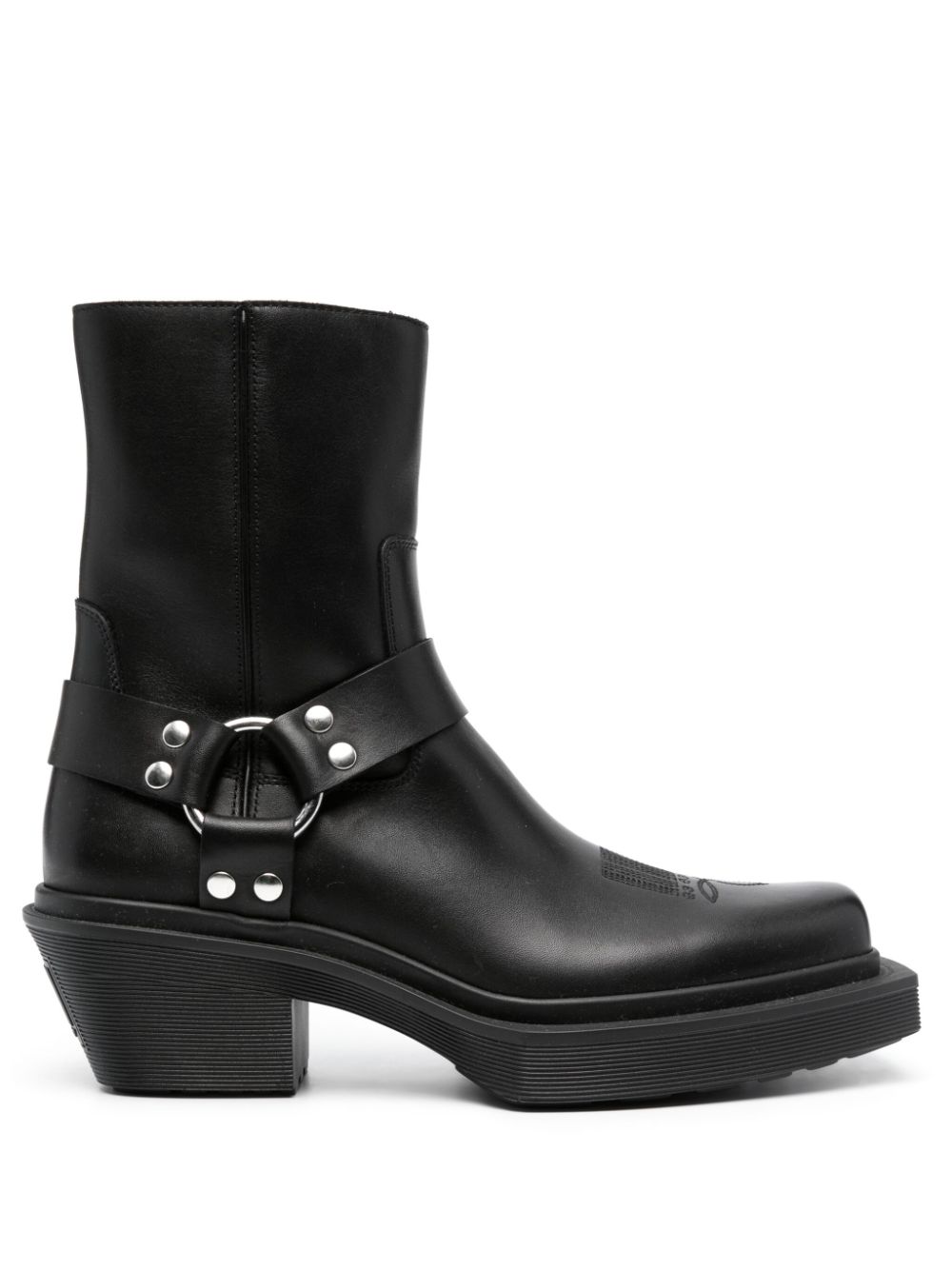 Vtmnts Harness 70mm Leather Ankle Boots In Black
