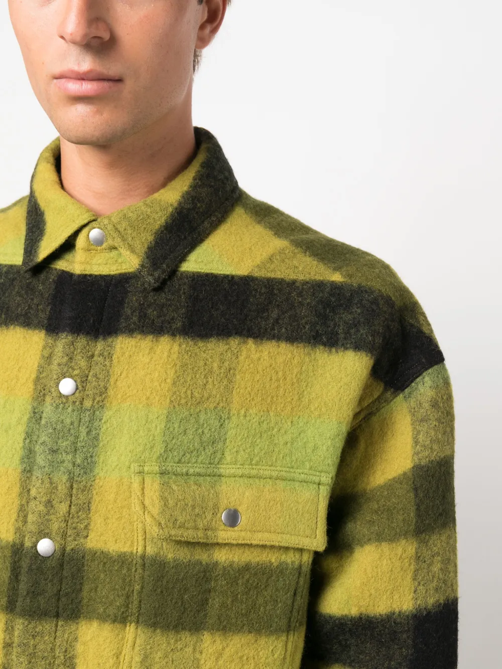 Rick Owens Plaid-check Wool Coat In Green