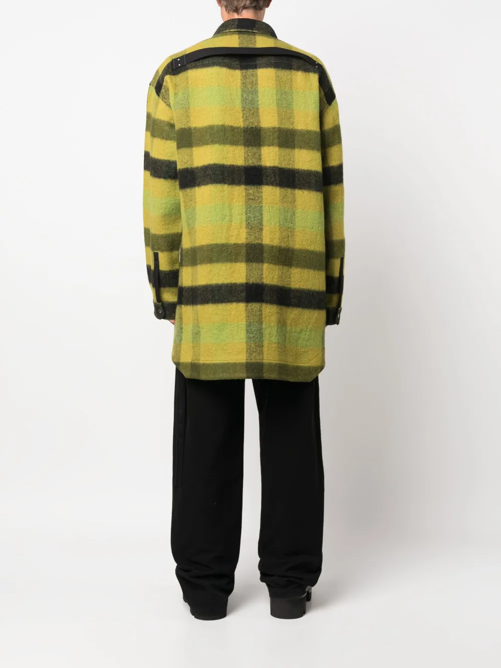 Rick Owens Plaid-check Wool Coat In Green