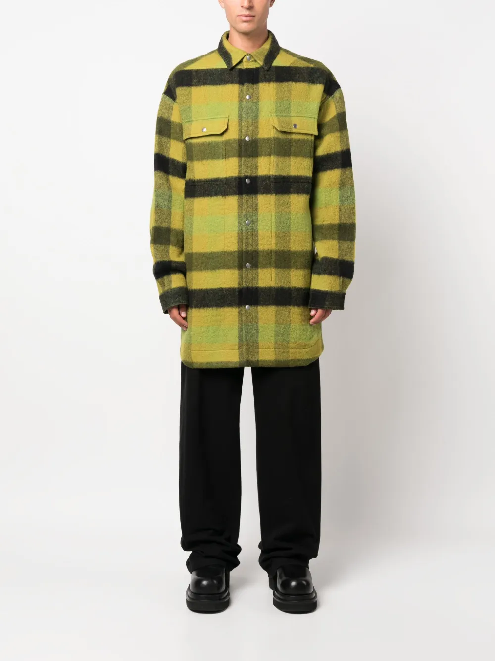 Rick Owens plaid-check wool coat | Single Breasted Coats | Image 2