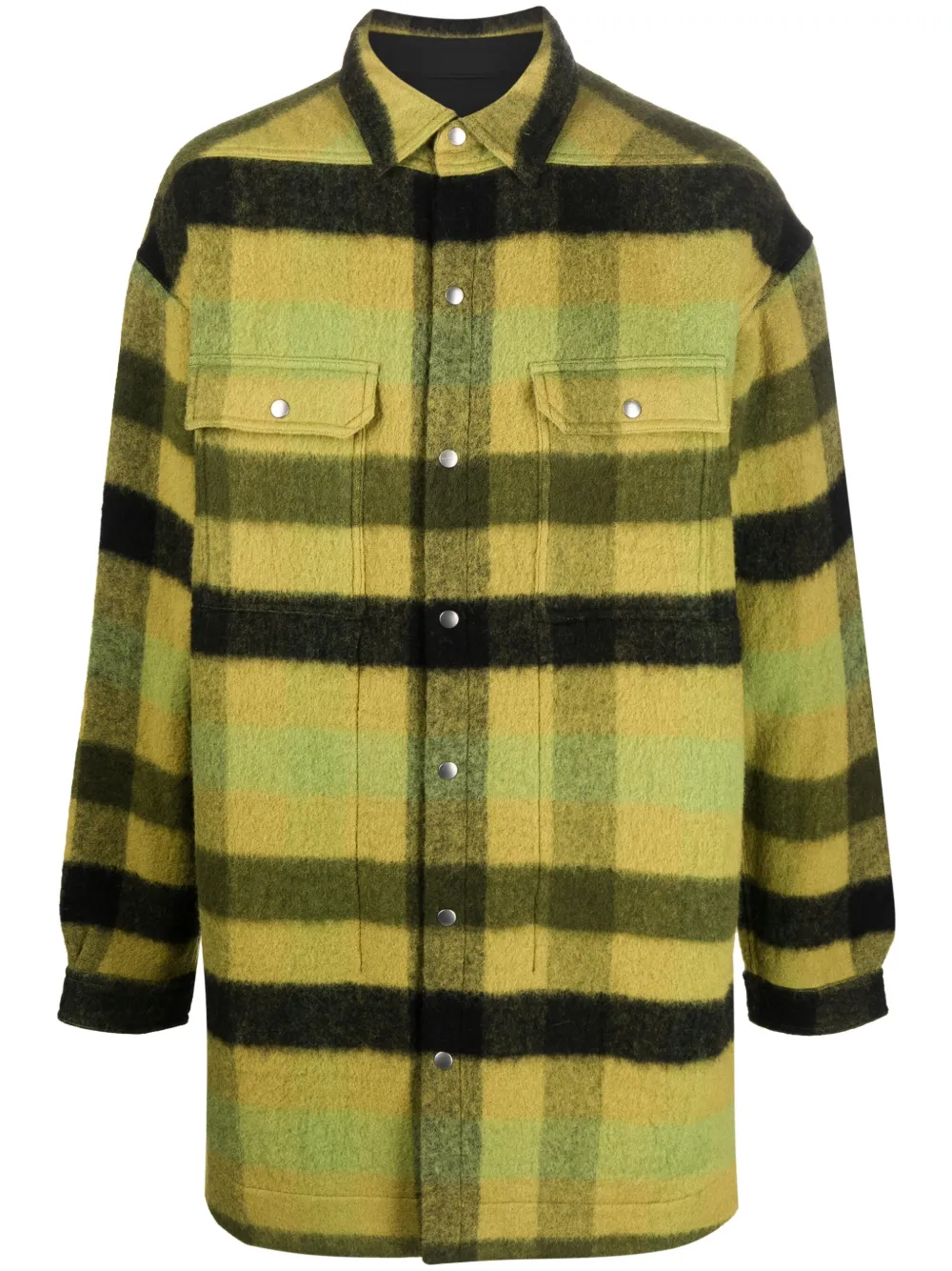 Rick Owens plaid-check wool coat | Green | Image 1