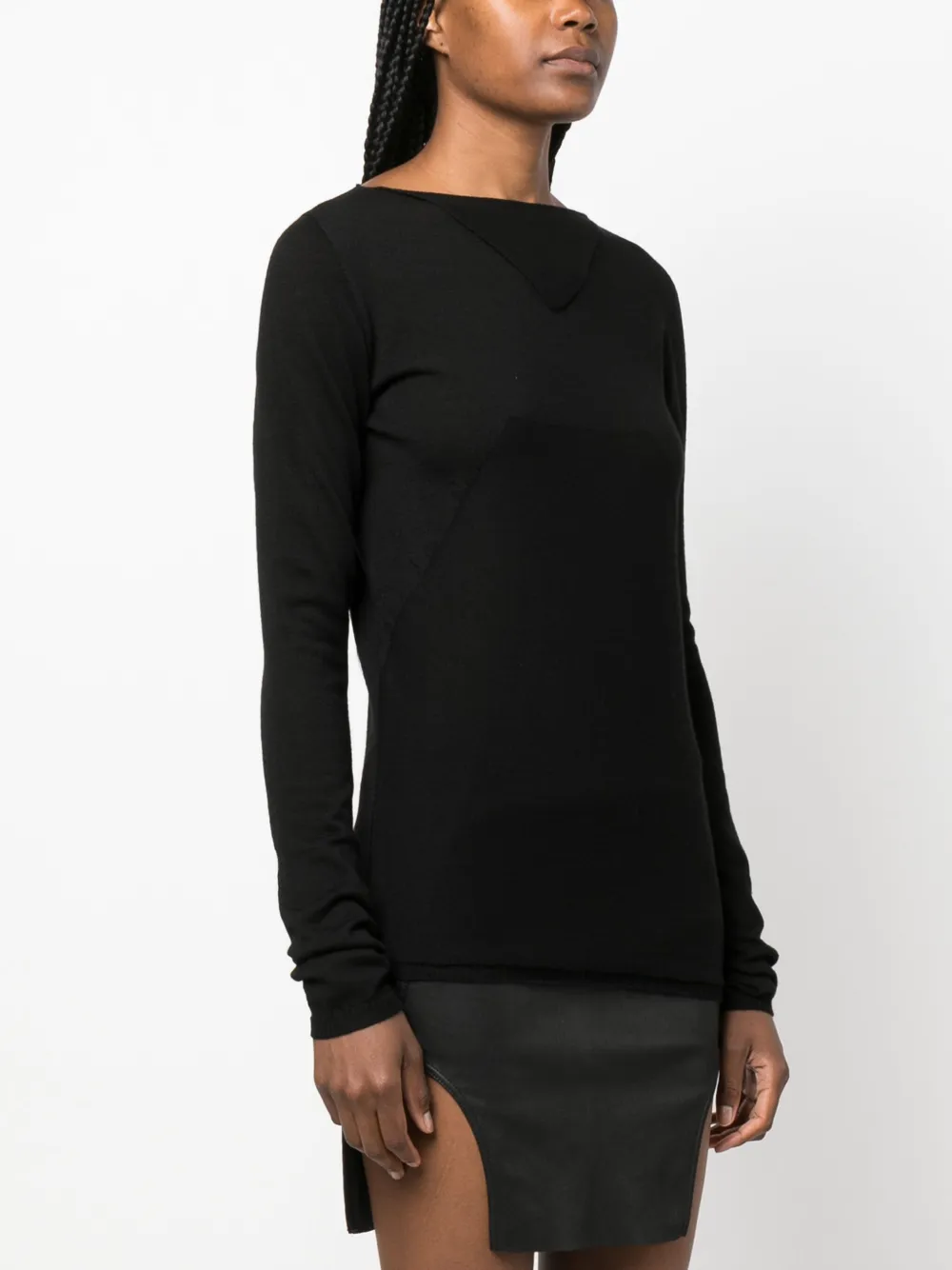 Shop Rick Owens Long-sleeved Virgin Wool Top In Black