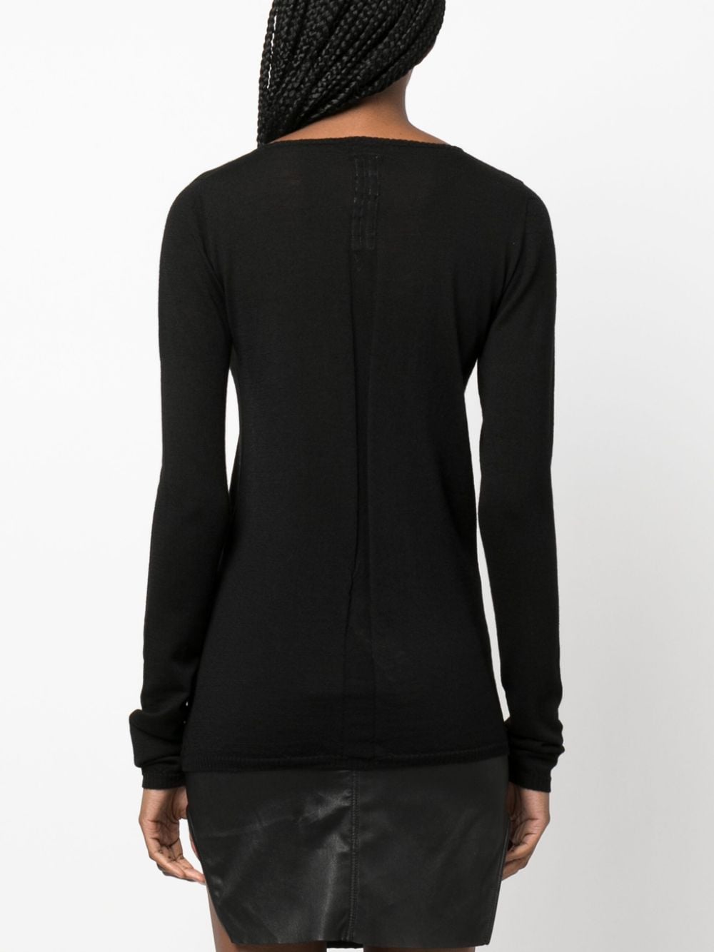 Shop Rick Owens Long-sleeved Virgin Wool Top In Black