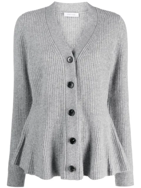 Philo-Sofie Gerippter Cardigan mit V-Ausschnitt