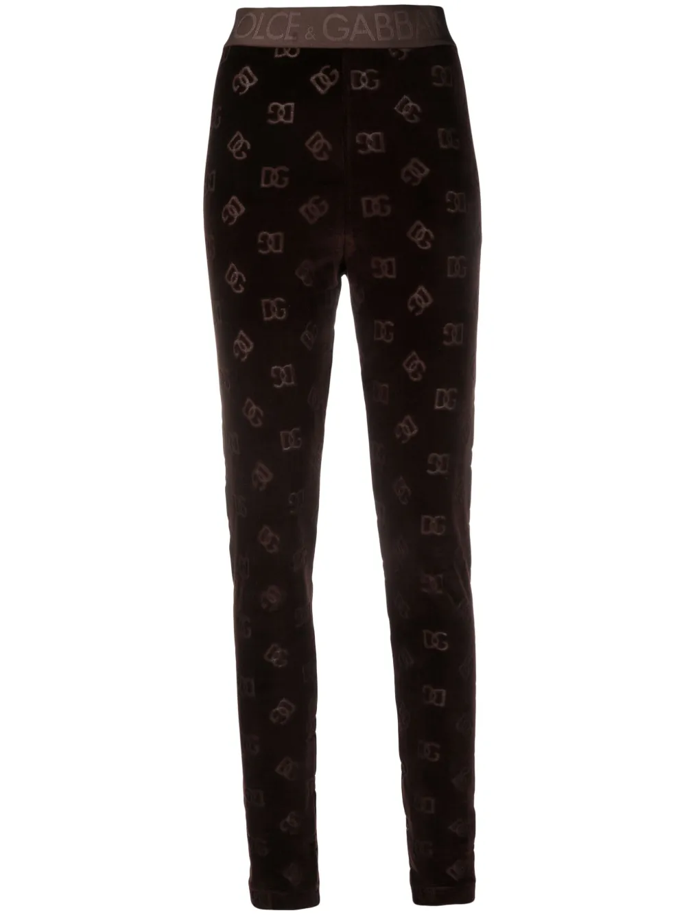 Dolce & Gabbana Dg Motif Leggings In Brown