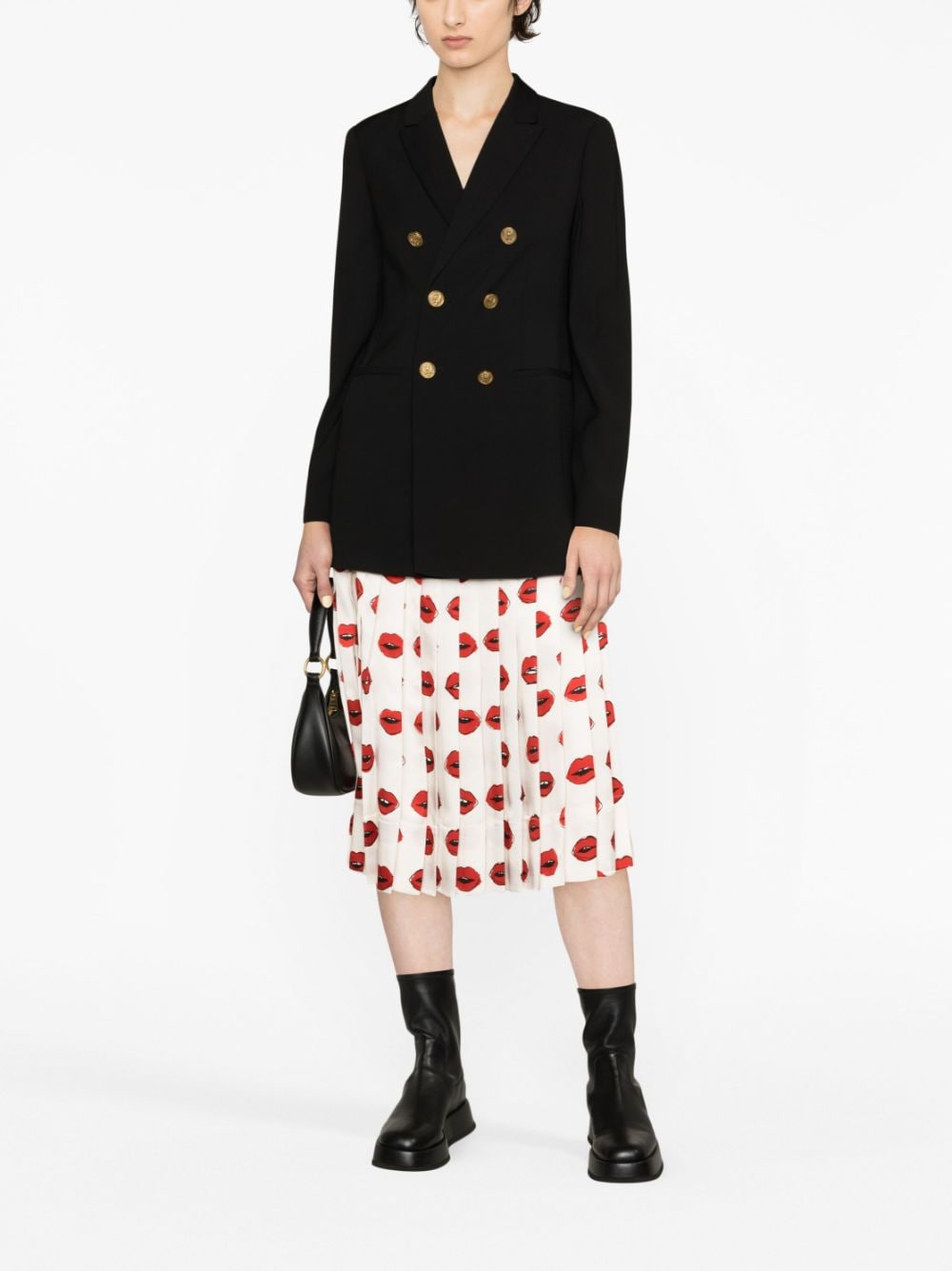 Shop Red Valentino Double-breasted Gabardine Blazer In Black