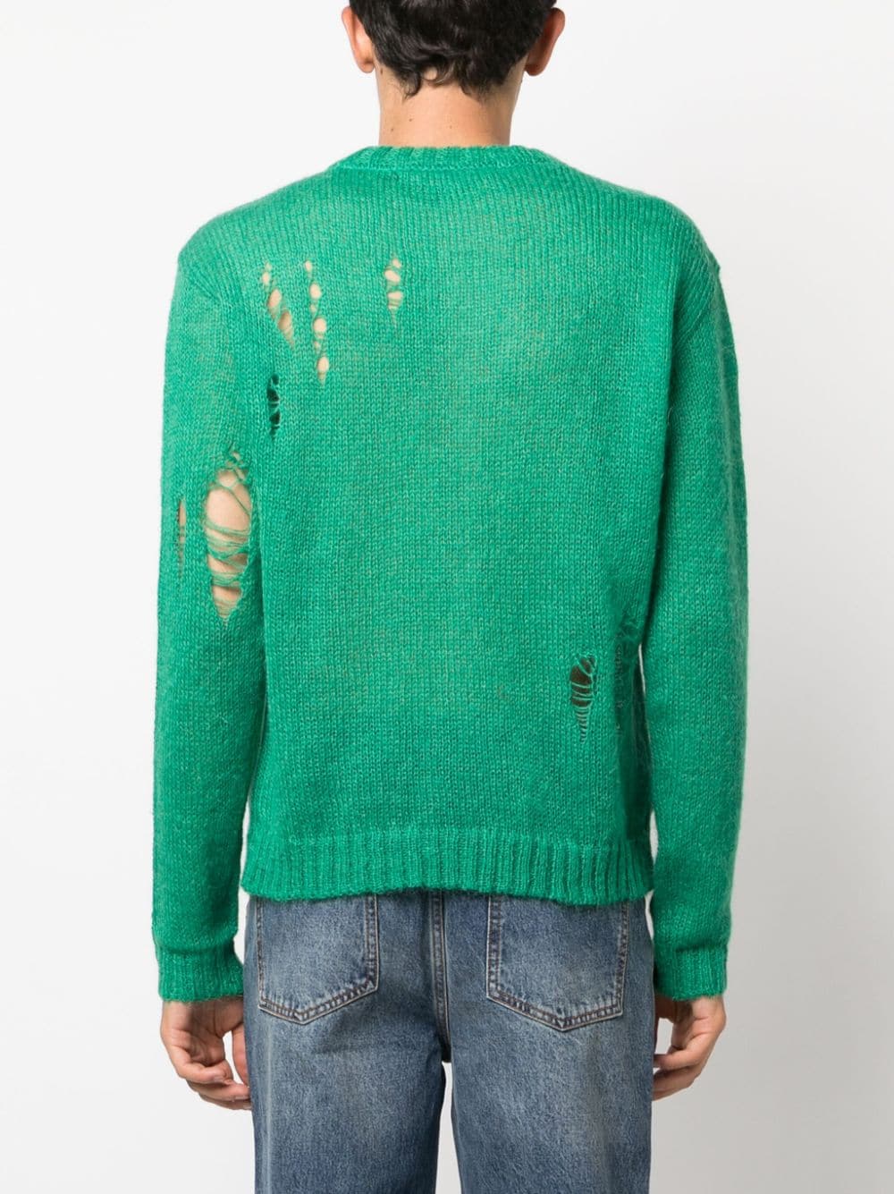 Shop Andersson Bell Logo-embroidered Distressed-finish Jumper In Green