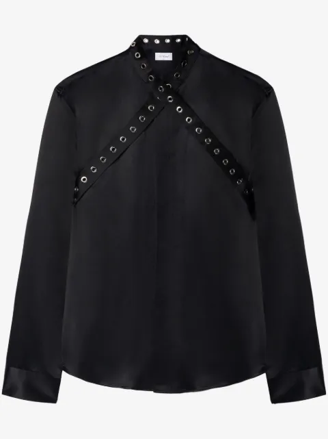 Off-White eyelet-strap silk shirt