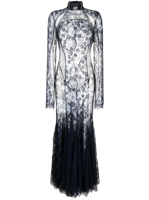 Off-White floral-lace sheer gown