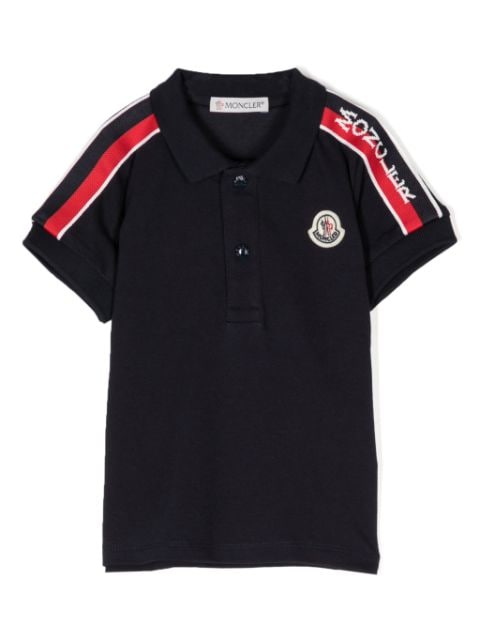 Moncler Enfant side-stripe logo-patch polo shirt