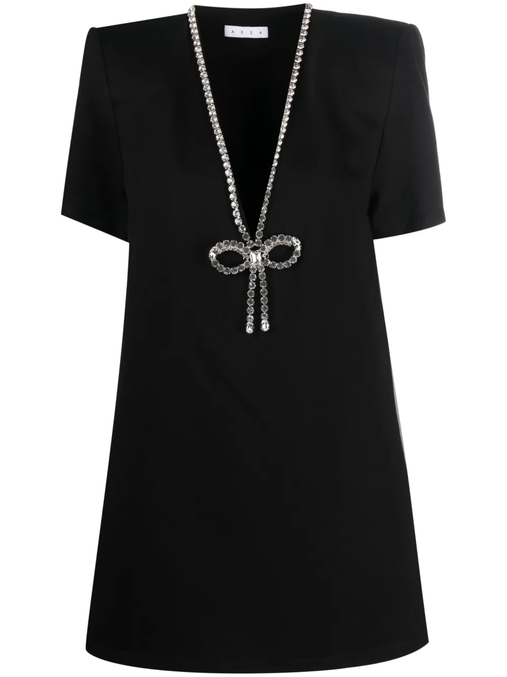 Area Crystal-embellished Stretch-ponte Mini Dress In Black