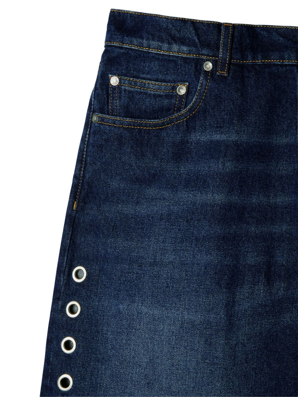 Shop Off-white Eyelet Loose-fit Jeans In Blue