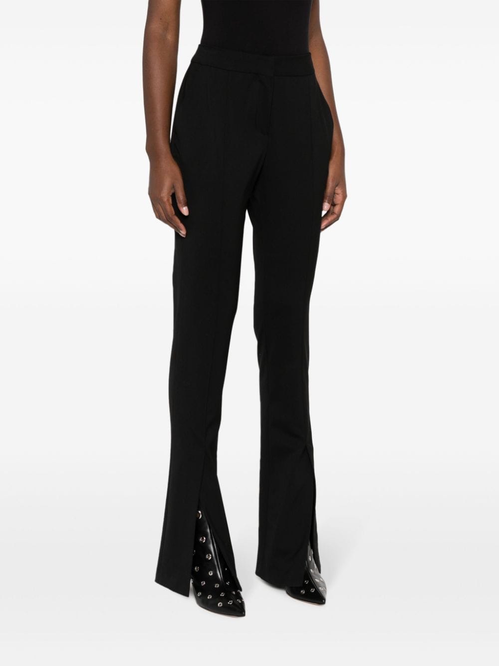 Shop Off-white Split-hem Straight-leg Trousers In Black