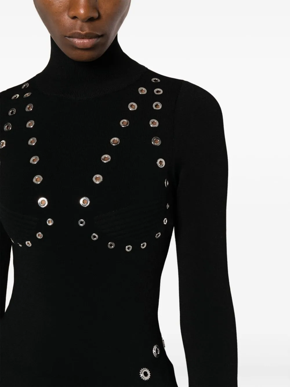 Shop Off-white Eyelet-embellished Knitted Top In Black No Color