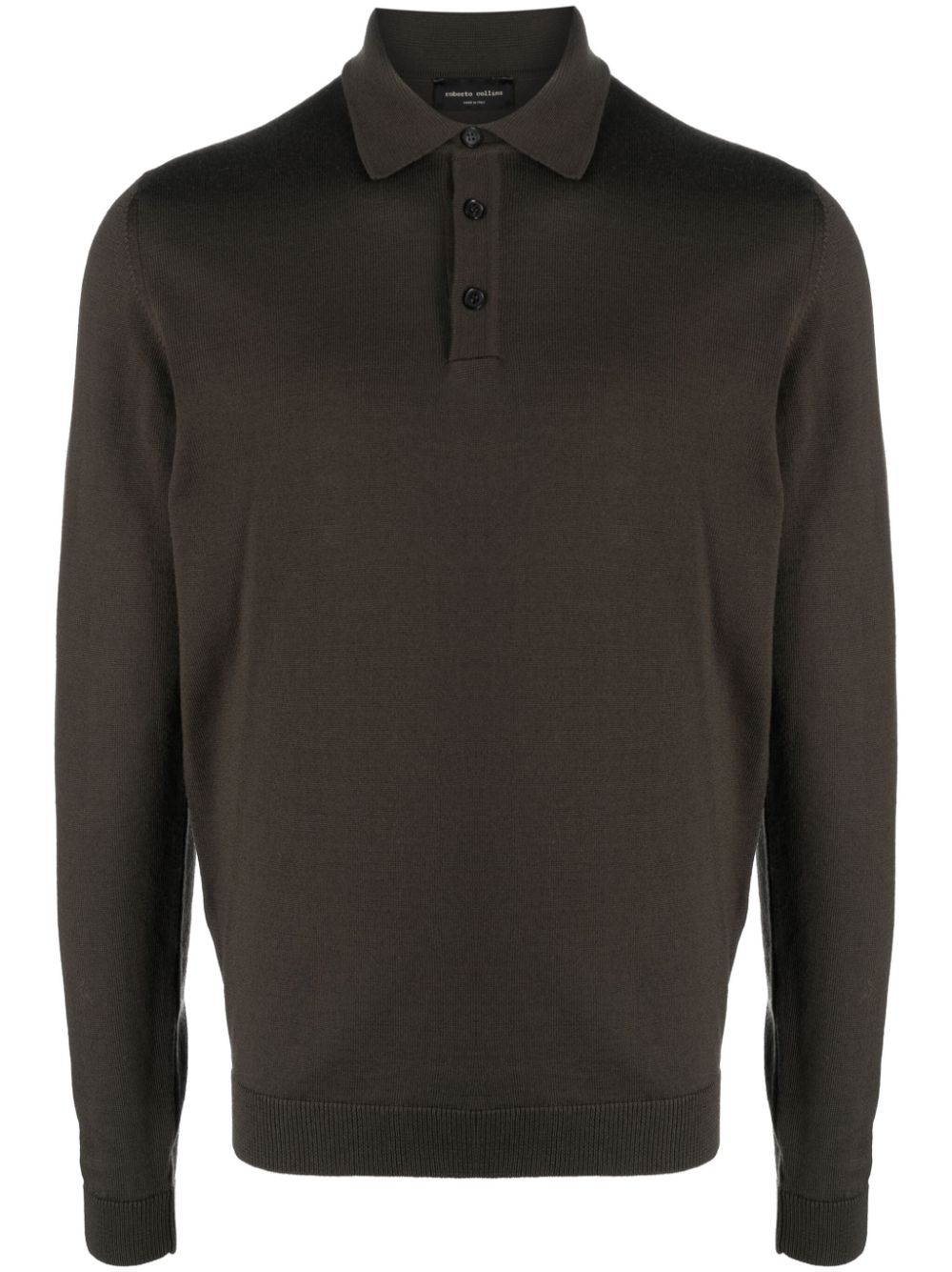 long-sleeved merino polo shirt