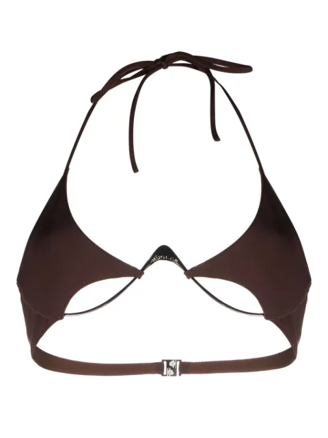 Mugler logo-plaque halterneck bikini top