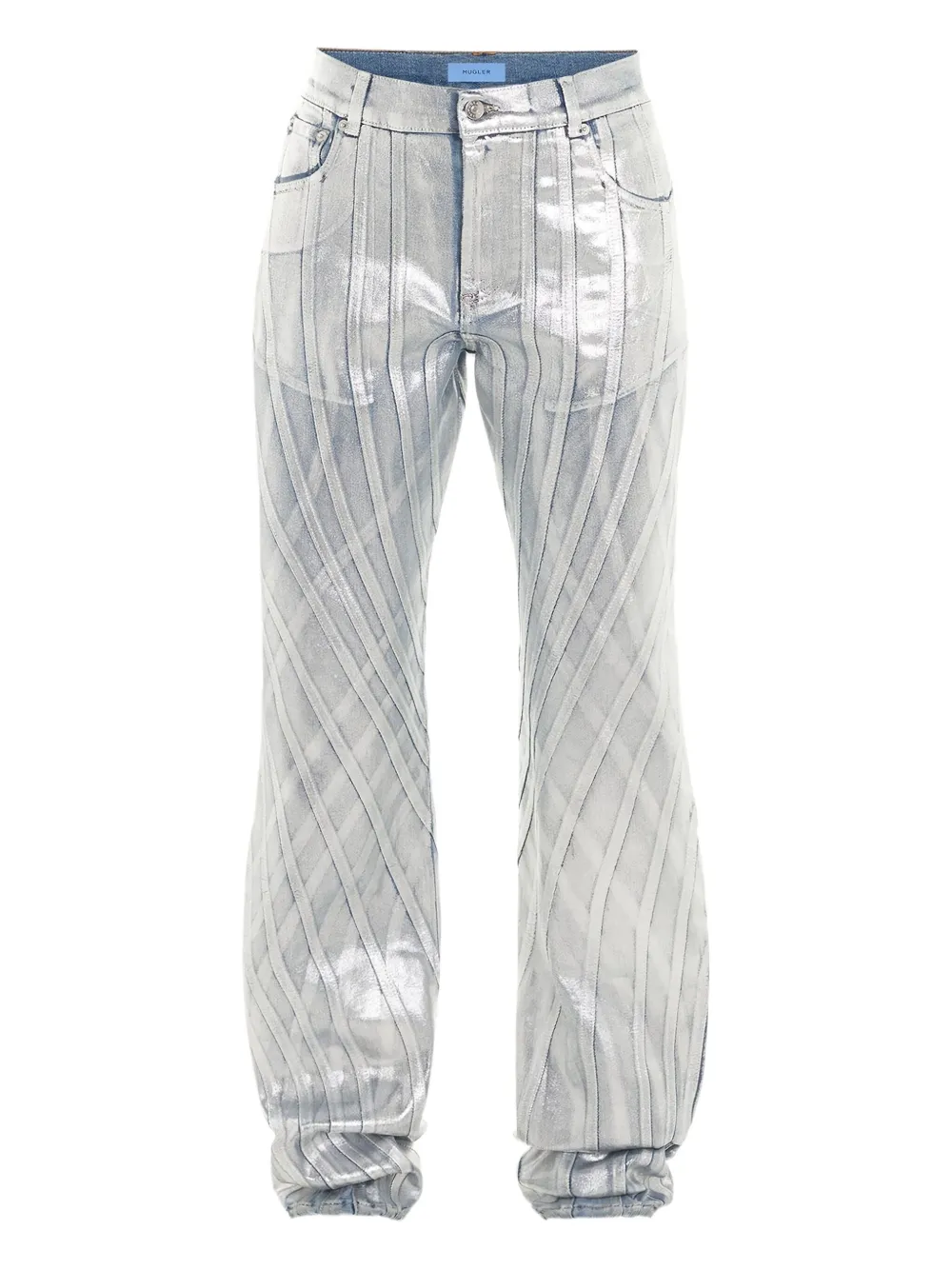Mugler metallic-finish straight-leg jeans | Blue | Image 1