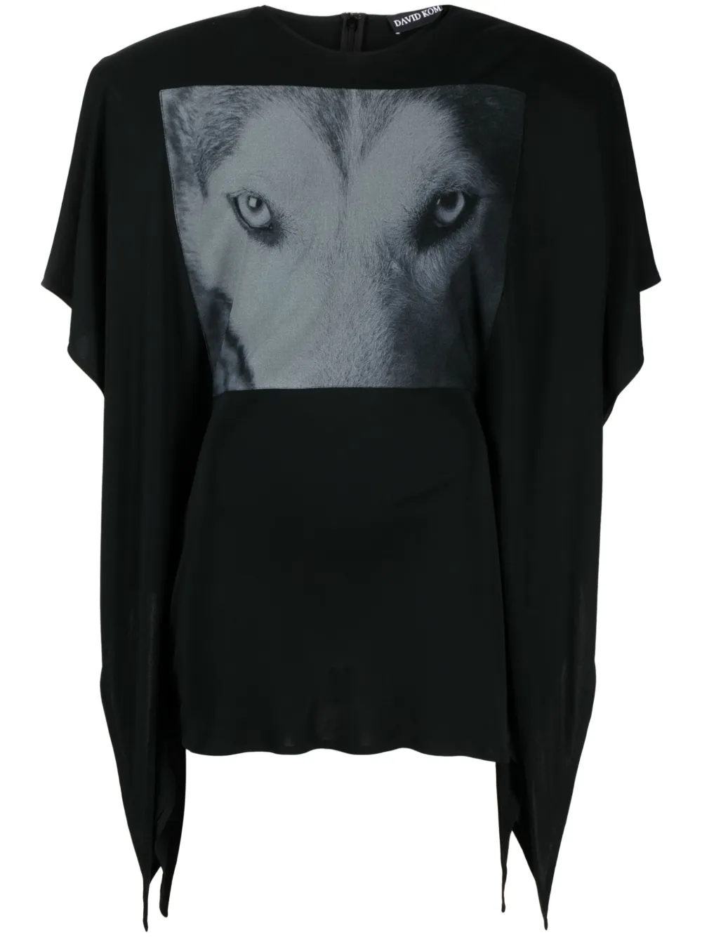 David Koma Wolf Eyes Print Jersey Dress In Black